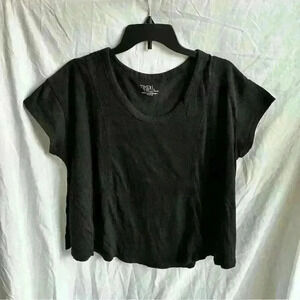 Time and Tru Black Tunic Top Short Sleeve Size L